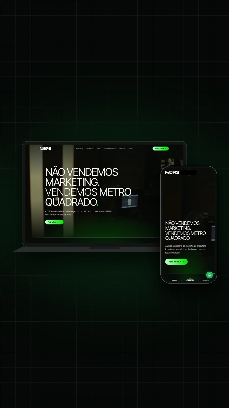 Site da MORS aberto ao mesmo tempo em um notebook e em um celular
