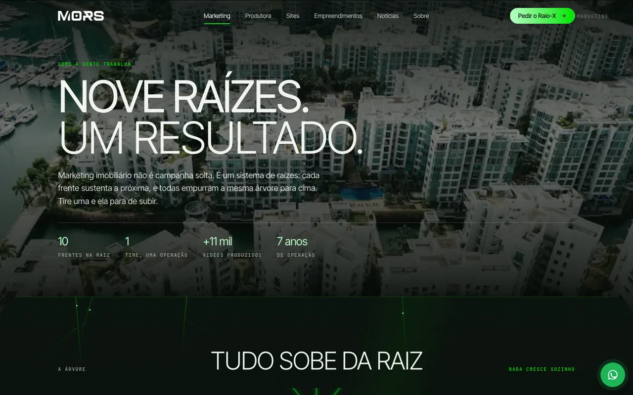 Página marketing do site MORS