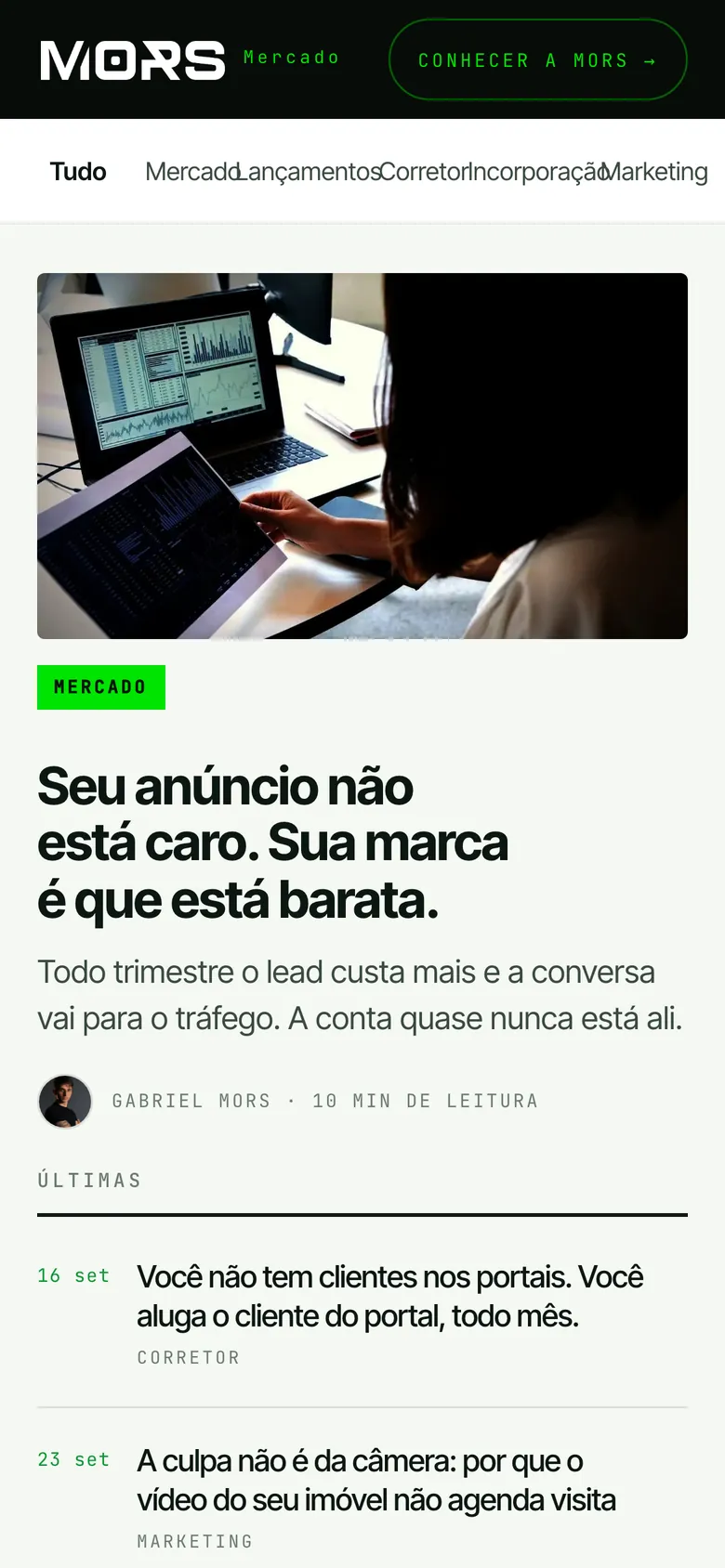 Notícias no celular, site MORS